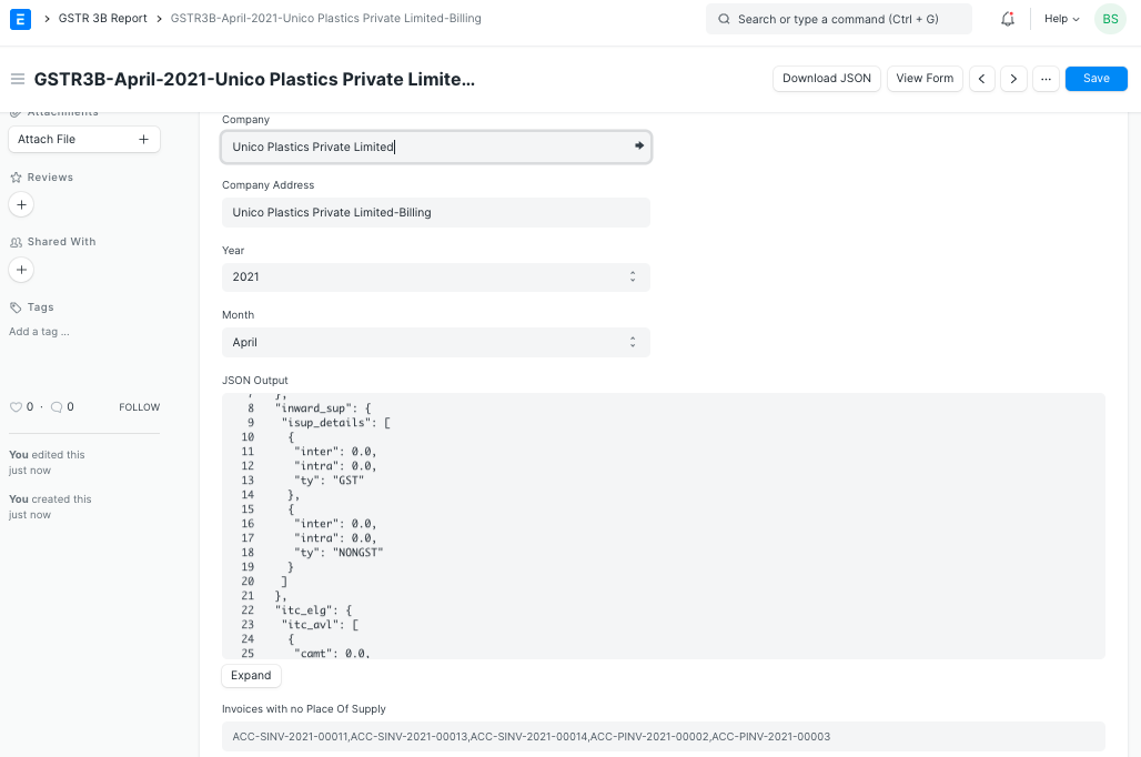 GSTR 3B With JSON